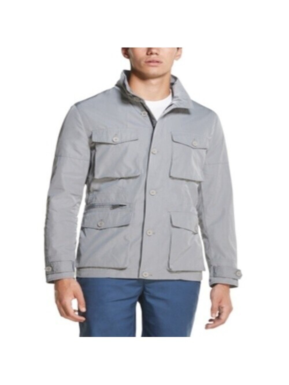 DKNY Mens Dove Field Utility Dual-Pockets Jacket Gray M
